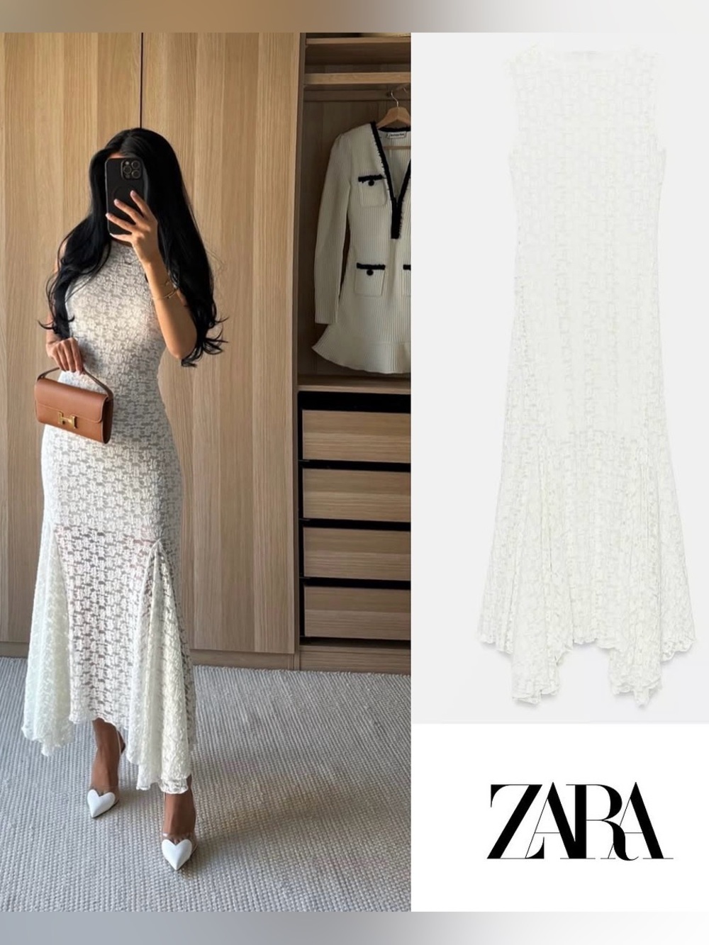 NWT ZARA LONG LACE DRESS SIZE S